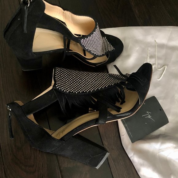 Giuseppe Zanotti Alamaba Black Suede Heels - Picture 2 of 6